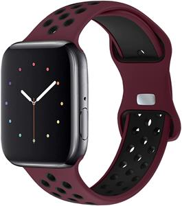 Strap-it Apple Watch 8 sport bandje (wijnrood/zwart)