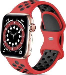 Strap-it Apple Watch 8 sport bandje (rood/zwart)