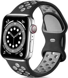 Strap-it Apple Watch 8 sport bandje (zwart/grijs)