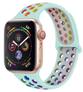 Strap-it Apple Watch 8 sport+ band (kleurrijk lichtblauw)