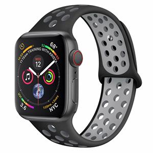 Strap-it Apple Watch 8 sport+ band (zwart/grijs)