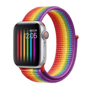 Strap-it Apple Watch 8 nylon band (regenboog)