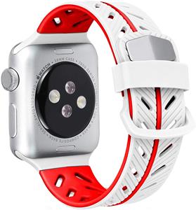 Strap-it Apple Watch 8 Special Edition band (wit/rood)