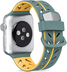 Strap-it Apple Watch 8 Special Edition band (groen/oranje)