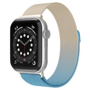 Strap-it Apple Watch 8 Milanese band (goud/blauw)