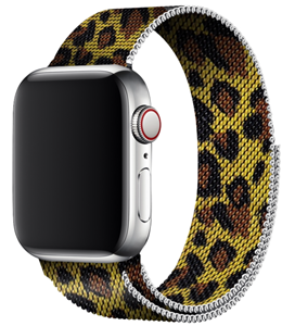 Strap-it Apple Watch 8 Milanese band (luipaard print)