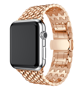 Strap-it Apple Watch 8 stalen draak band (rosé goud)