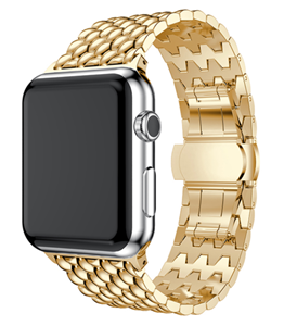 Strap-it Apple Watch 8 stalen draak band (goud)