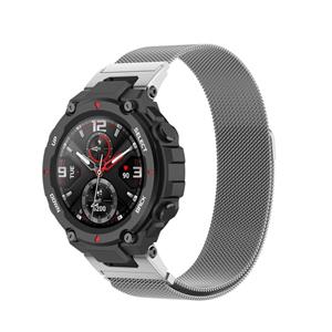 Strap-it Amazfit T-Rex (Pro) Milanese band (zilver)