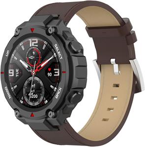 Strap-it Amazfit T-Rex (Pro) leren bandje (bruin)