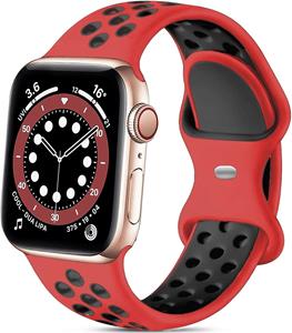 Strap-it Apple Watch Ultra sport bandje (rood/zwart)