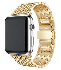 Strap-it Apple Watch Ultra stalen draak band (goud)