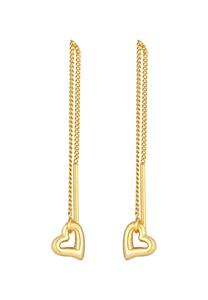 Elli Dames Oorbellen Pull Through Hart Basic Trend in 925 Sterling Zilver Verguld