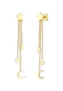 Elli Dames Orbellen Sterren Halve Maan Astro Trend in verguld 925 Sterling Zilver