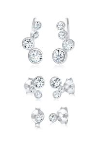 Elli Dames oorsteker met kristallen in 925 sterling zilver