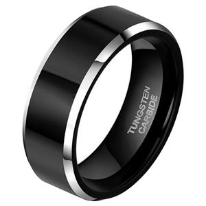 Mendes Wolfraam heren ring Zwart Zilver 8mm-19mm