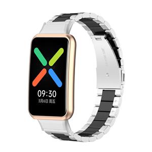 Strap-it Oppo Watch Free stalen bandje (zilver/zwart)