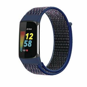 Strap-it Fitbit Charge 5 nylon bandje (indigo blauw)