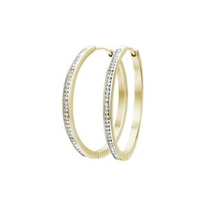 Lucardi Stalen oorbellen goldplated met kristal 15mm