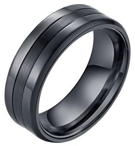 LGT JWLS Zwarte stalen heren ring Mat Glans 8mm-21.5mm