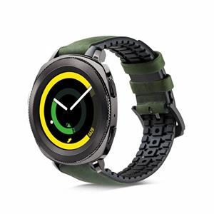 Strap-it Samsung Gear Sport siliconen / leren bandje (groen)