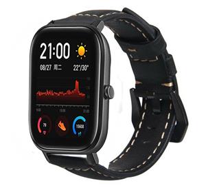 Strap-it Xiaomi Amazfit GTS leren bandje (zwart)