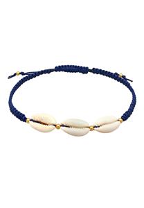 Elli Dames Kauri Shell Ocean Nylon Zomer Verstelbaar in 925 Sterling Zilver Verguld