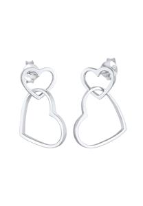 Elli, Ohrringe Ohrhänger Stecker Herz Liebe 925 Silber in silber, Schmuck für Damen