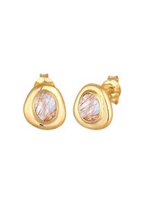 Elli PREMIUM Dames Oorbellen Organisch Elegant met Kwarts Edelsteen in 925 Sterling Zilver Verguld