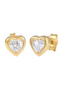 Elli, Ohrringe Herz Liebe Symbol Zirkonia Kristalle 925 Silber in gold, Schmuck für Damen