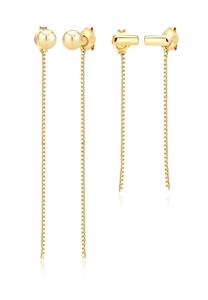 Elli, Ohrringe 2er Set Ohrhänger Ear Chains Venezianer 925 Silber in gold, Schmuck für Damen