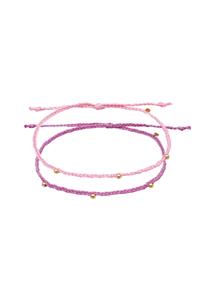 Elli, Fußschmuck Nylon Bändchen Zopfdesign Beads 2er Set 925 Silber in pink,  für Damen