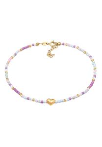 Elli Dames Enkelband Hart Glazen Kralen Zomer Stijl in 925 Sterling Zilver Verguld