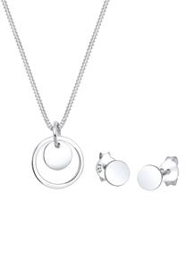 Elli, Schmuckset Rund Plättchen Kette Ohrstecker 925 Silber in silber, Schmuck für Damen