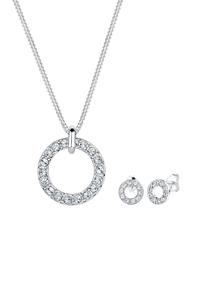 Elli Schmuckset »Kreis Kristalle Ohrring Halskette Set 925 Silber«