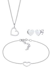 Elli, Schmuckset Herz Liebe Cut Out Trend Valentinstag 925 Silber in silber, Schmuck für Damen