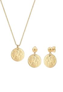 Elli, Schmuckset Plättchen Organic Kette Ohrhänger 925 Silber in gold, Schmuck für Damen