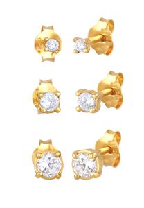 Elli Dames Oorbellen Set van 3 Fonkelende met Cubic Zirconia in 925 Sterling Zilver