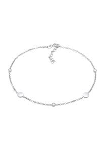 Elli, Fußschmuck Kristalle Plättchen Basic 925 Silber in silber,  für Damen