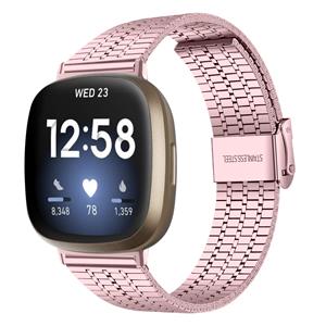 Strap-it Fitbit Sense roestvrij stalen band (rosé pink)