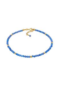 Elli, Fußschmuck Achat Perlen Blau Sommer Strand 925 Silber in gold, Schmuck für Damen