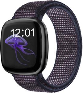 Strap-it Fitbit Sense nylon band (indigo blauw)