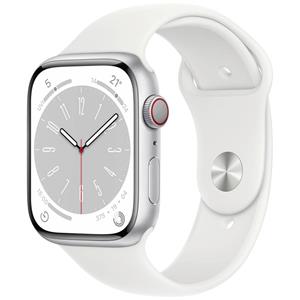 Apple Watch 8 (GPS + Cellular) 45mm Weiß Aluminium / Sport Band