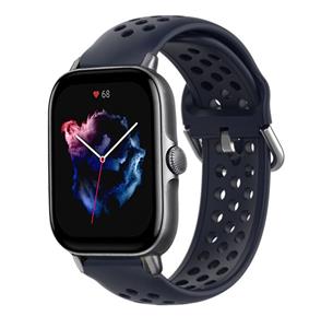 Strap-it Amazfit GTS 3 siliconen bandje met gaatjes (donkerblauw)