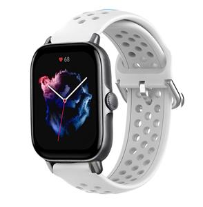 Strap-it Amazfit GTS 3 siliconen bandje met gaatjes (wit)