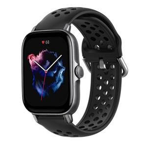 Strap-it Amazfit GTS 3 siliconen bandje met gaatjes (zwart)