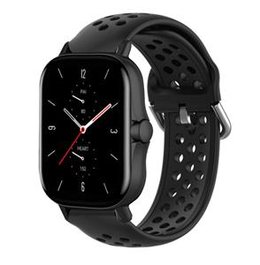 Strap-it Amazfit GTS 2 siliconen bandje met gaatjes (zwart)