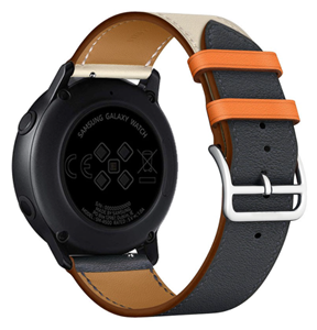 Strap-it OnePlus Watch leren bandje (wit/donkerblauw)