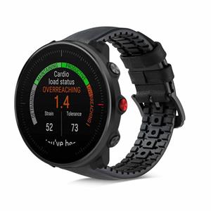 Strap-it Polar Vantage M siliconen / leren bandje (zwart)