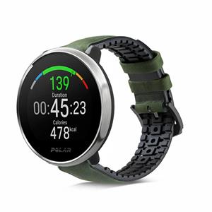 Strap-it Polar Unite siliconen / leren bandje (groen)